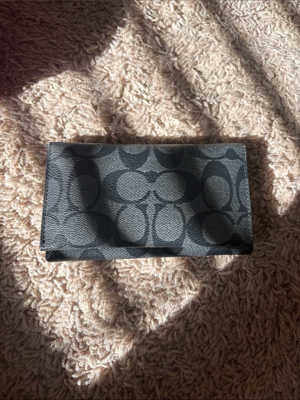 Coach Black Signature Foldover Card & Key Holder